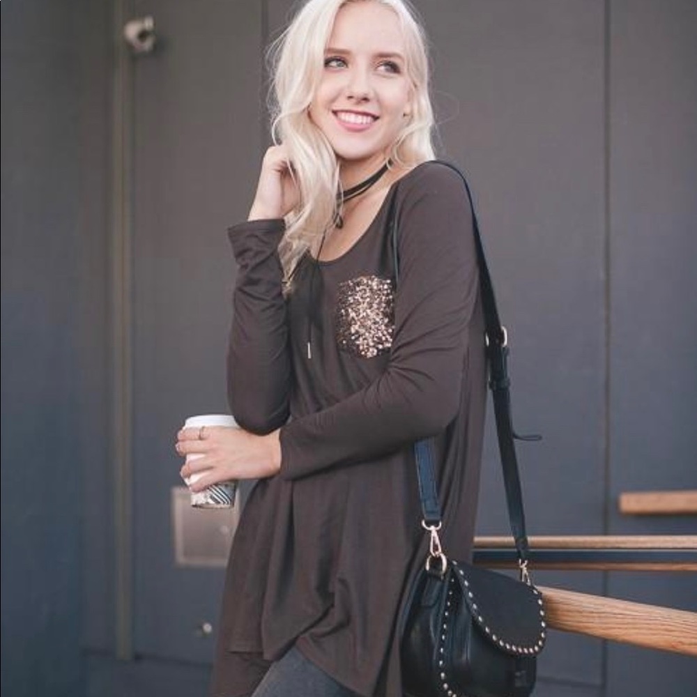 SOLD OUT!!  Long Sleeve Jersey Tee Asymmetrical Hem